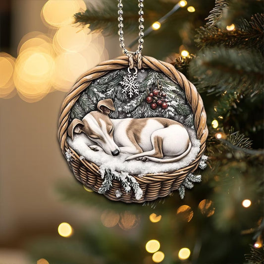 Whippet In Mini Baskets Ornament - MB001