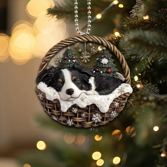 Bearded Collie In Mini Baskets Ornament - MB012