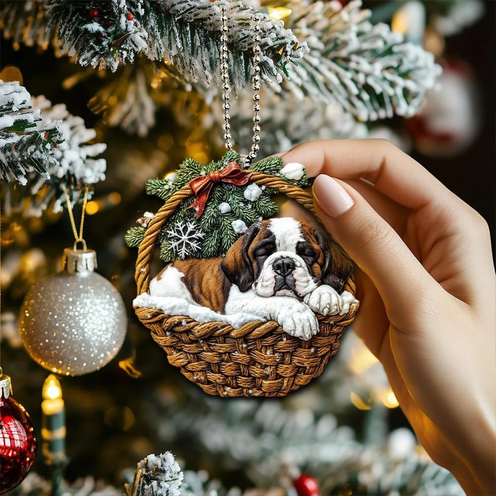 Saint Bernard In Mini Baskets Ornament - MB013