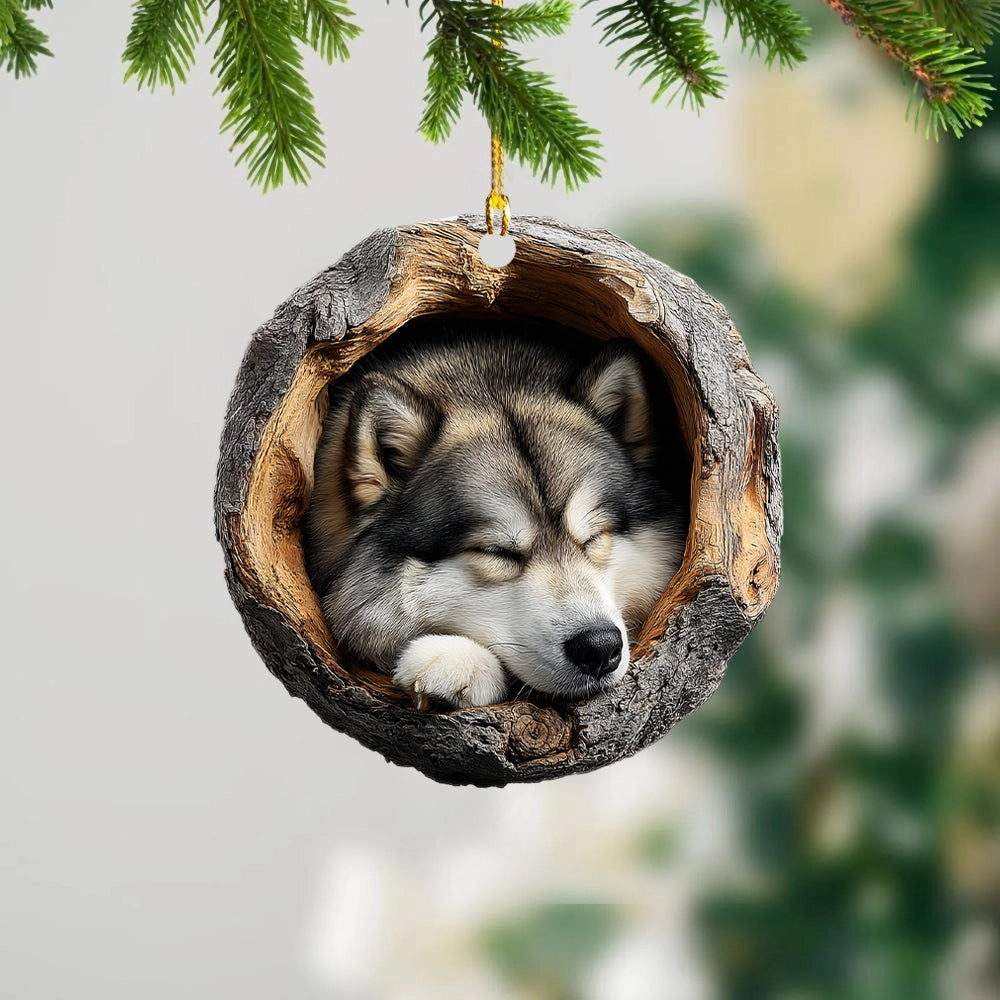 Sleeping Alaskan Malamute - Animal Christmas Ornament CH167