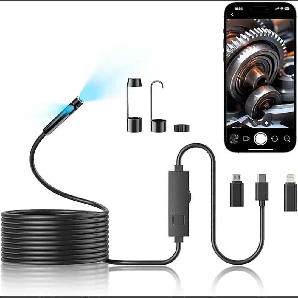 HD Borescope Inspection Camera – IP67 Waterproof Endoscope for Car & Home Repair