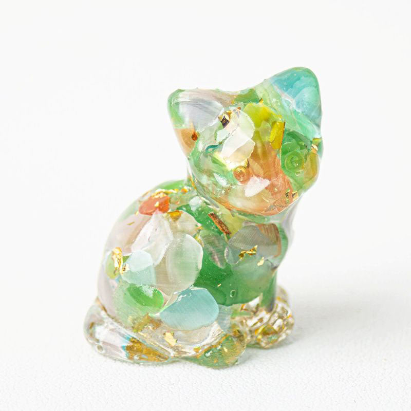 Handmade Natural Crystal Gemstone Sitting Cat - Cat's Eye