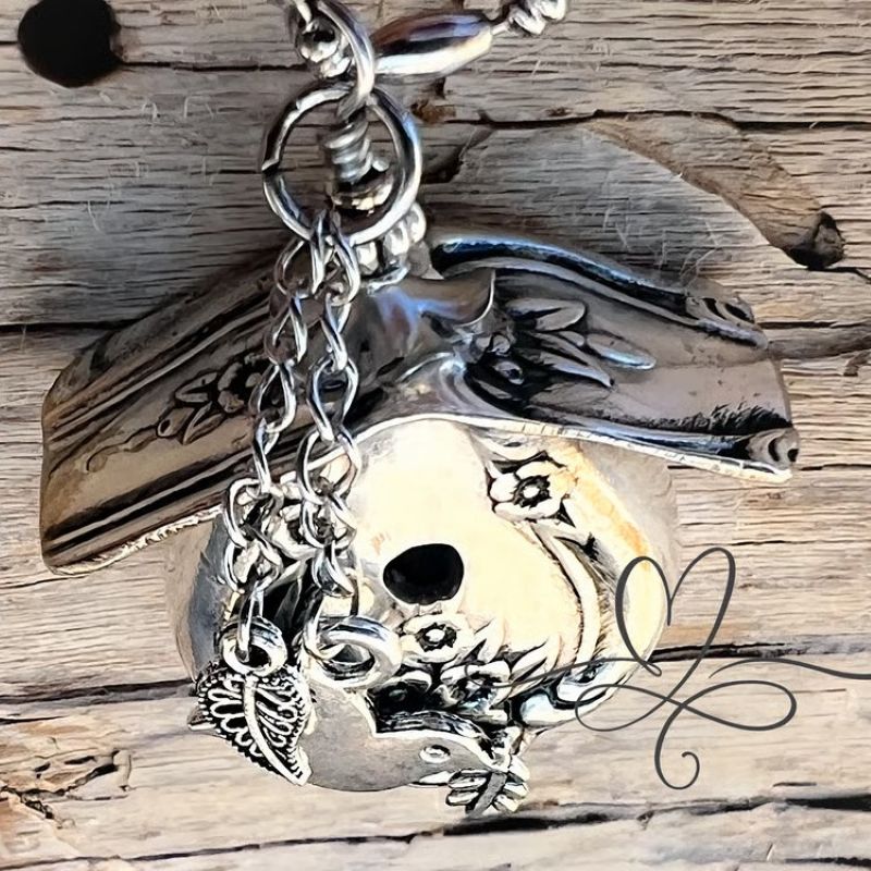 Birdhouse Sterling Silver Necklace - The 1951 "Magnolia" Silverware Birdhouse
