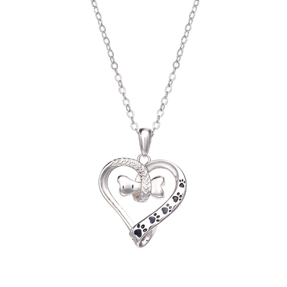 Bone Heart Paw Necklace