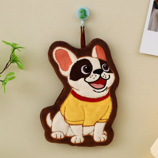 Adorable Dog Hand Towels - Seated French Bulldog