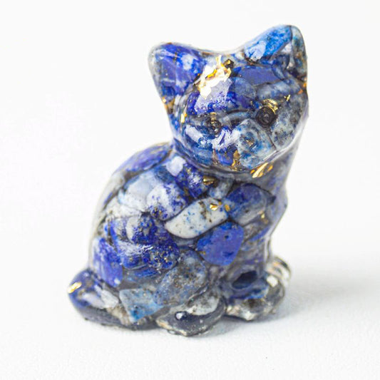 Handmade Natural Crystal Gemstone Sitting Cat - Lapis Lazuli