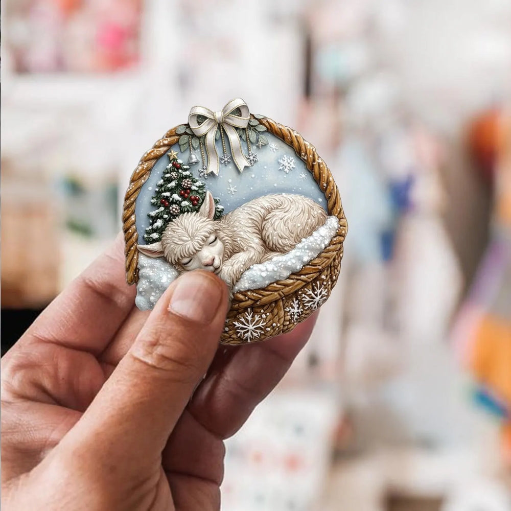 Alpaca In Mini Baskets Ornament - MB008