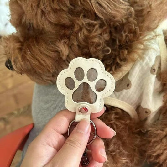 Pet Paw Shaped Leather Keychain