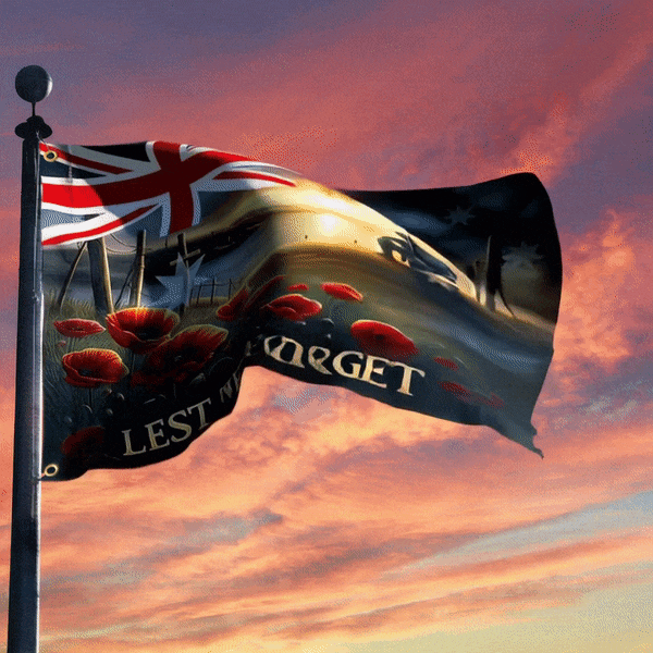 Remembrance Day Australian Veteran Lest We Forget Grommet Flag - C037