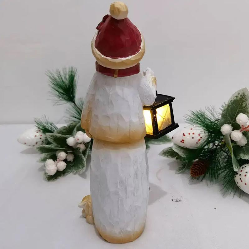 Woodland Snowman With Solar Lantern