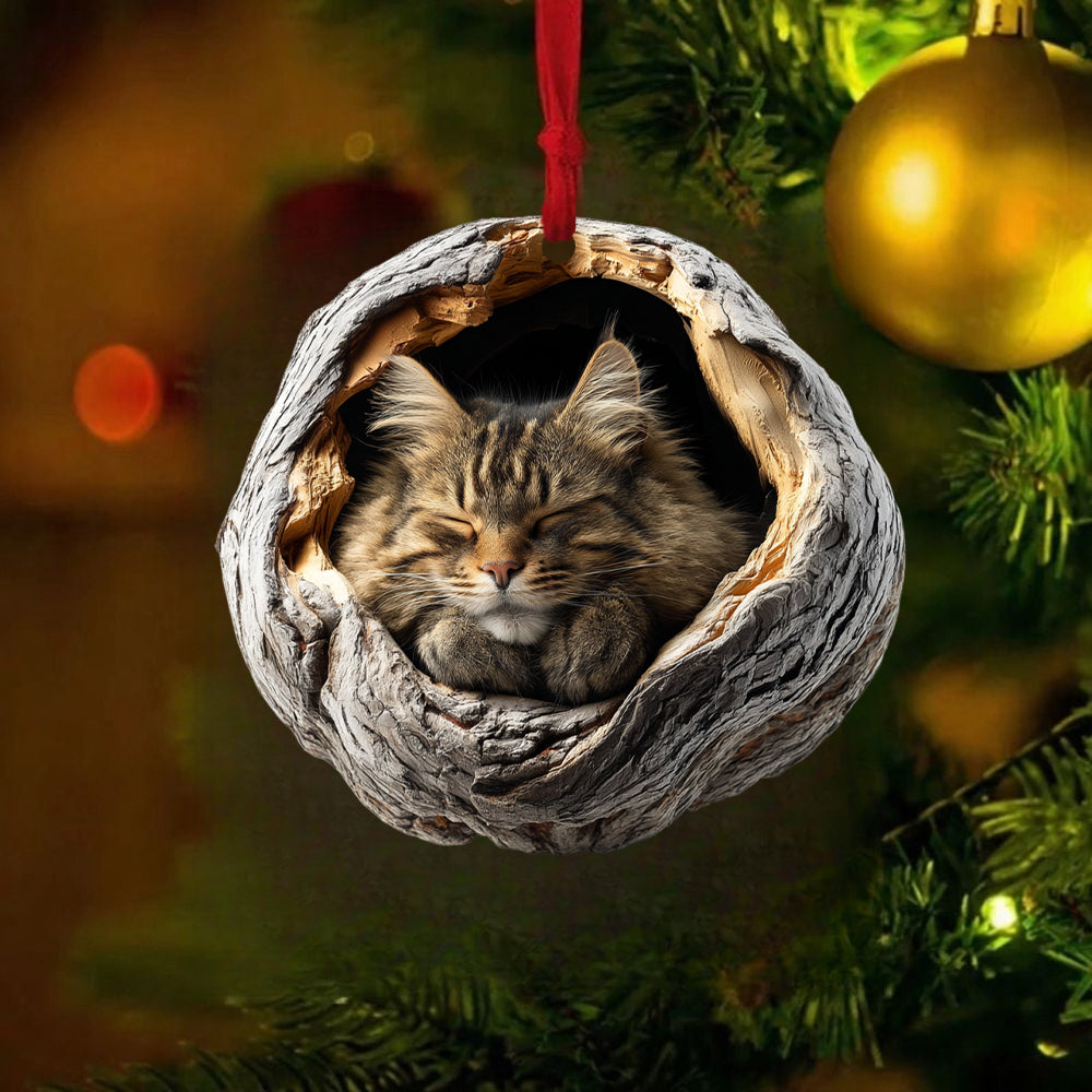 Longhaired Tabby Cat - Animal Christmas Ornament CH242