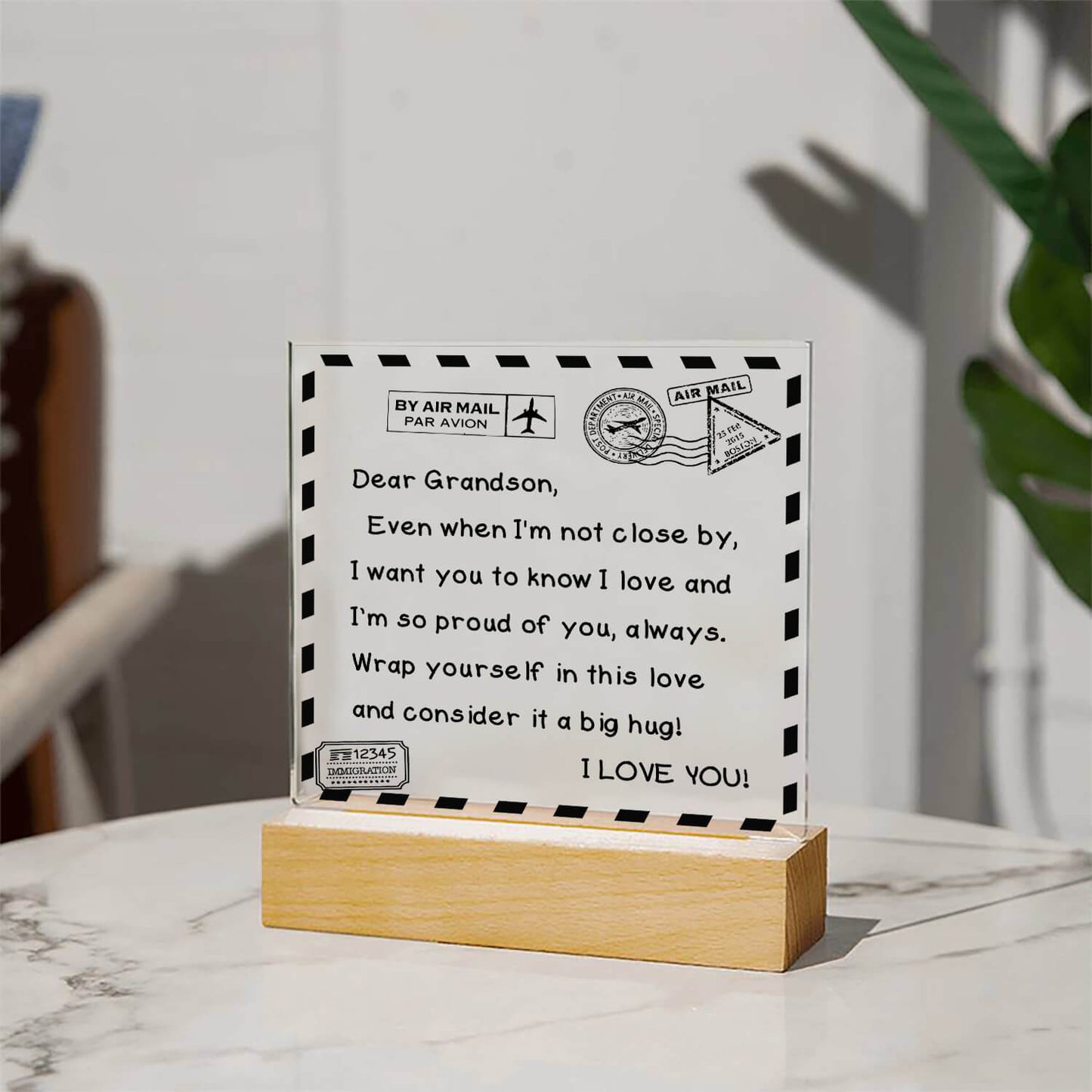 To My Grandson - I Love You - D351 - LED Acrylic Plaque