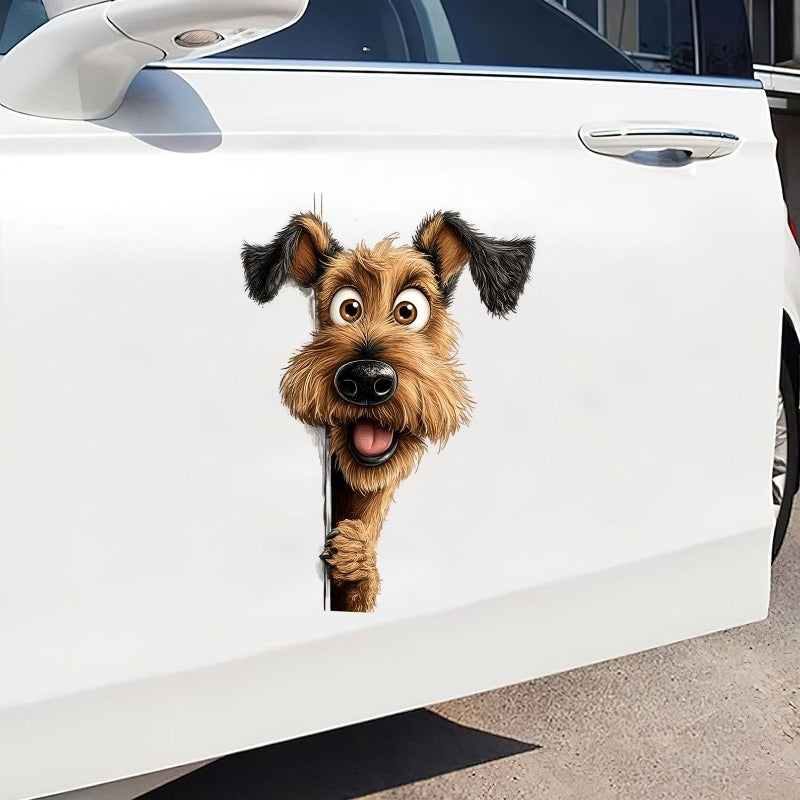Airedale Terrier Dog - Peekaboo Dog Head Car Sticker - DS052