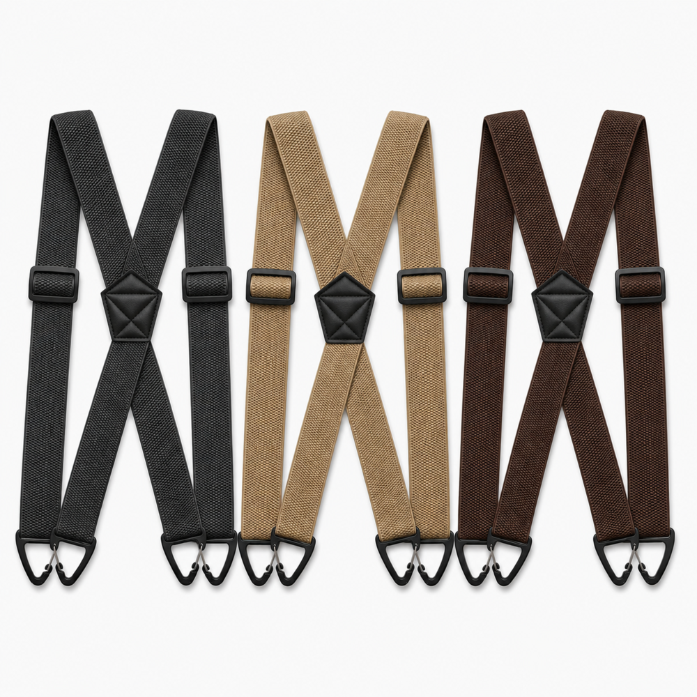 Men's Adjustable Suspenders - X-Back / Y-Back Styles with Hook Clips