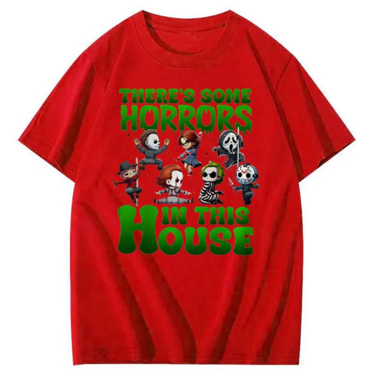 There's Some Horros In This House Pattern Print T-Shirt