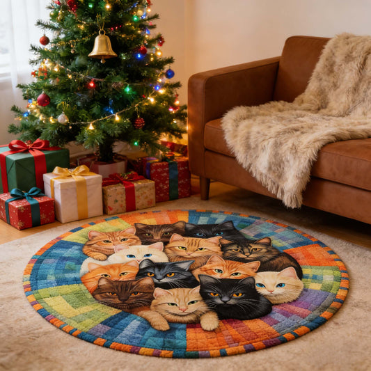 Whirling Cats Round Dream Rug - H558