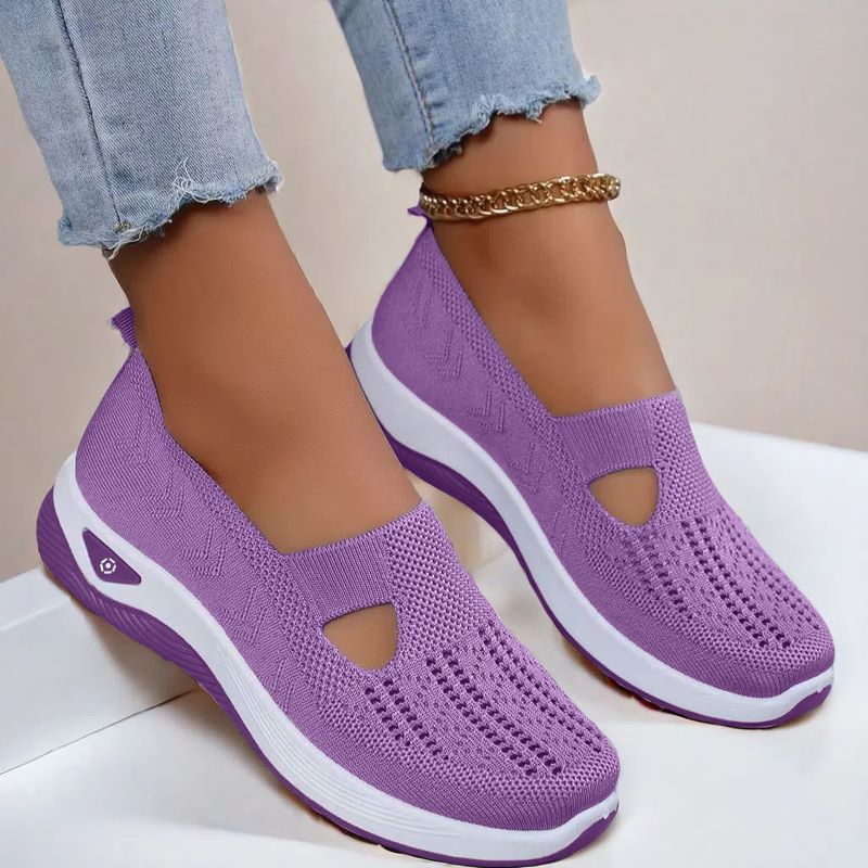 Summer Breathable Non-Slip Soft Sole Elderly Shoes, Women's Casual Orthopedic Walking Flats for Middle-Aged and Seniors