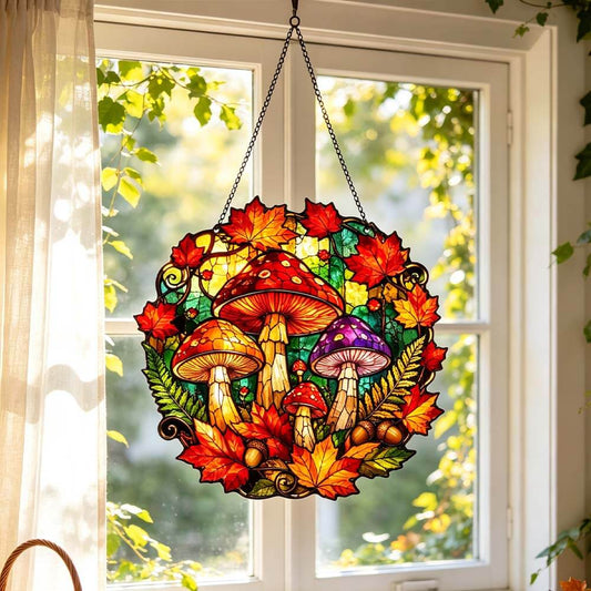 Autumn Mushroom Pumpkin - Acrylic Suncatcher