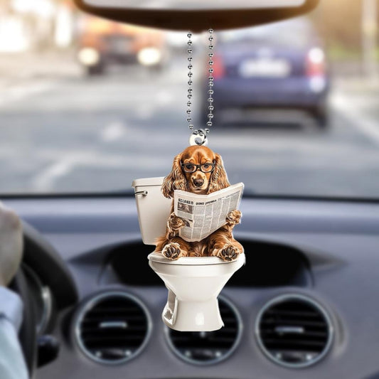 Cocker Spaniel - Dog Sitting On Toilet Ornament OT010