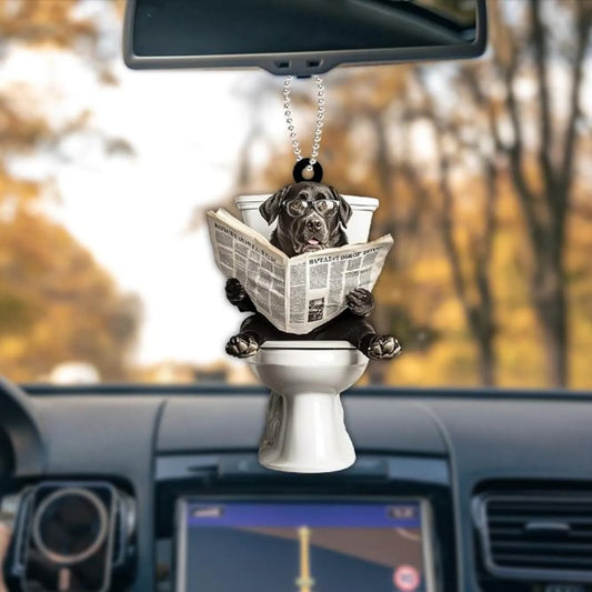 Labrador Retriever - Dog Sitting On Toilet Ornament OT019