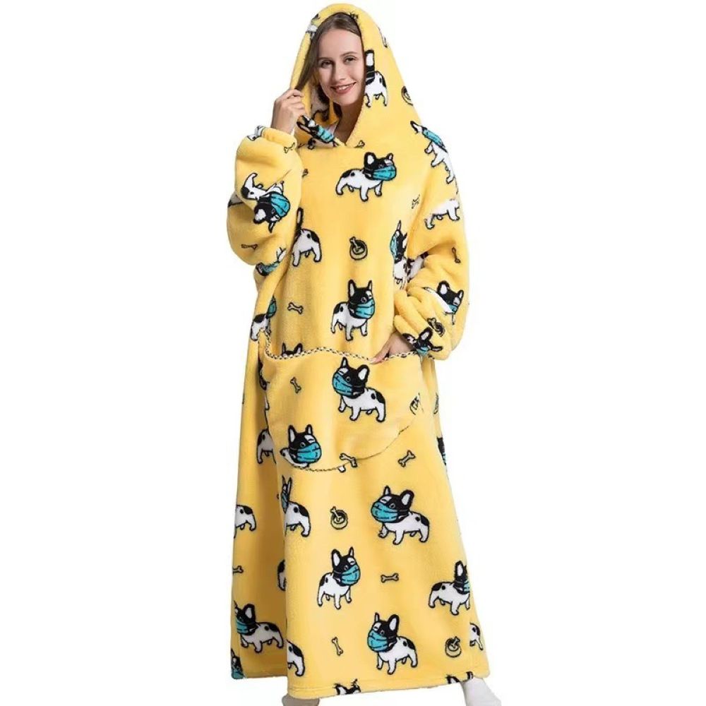 Oversized Wearable Hoodie Blanket – Yellow Bulldog