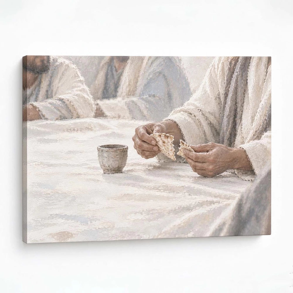 Given For You Christian canvas wall art featuring Jesus sharing bread