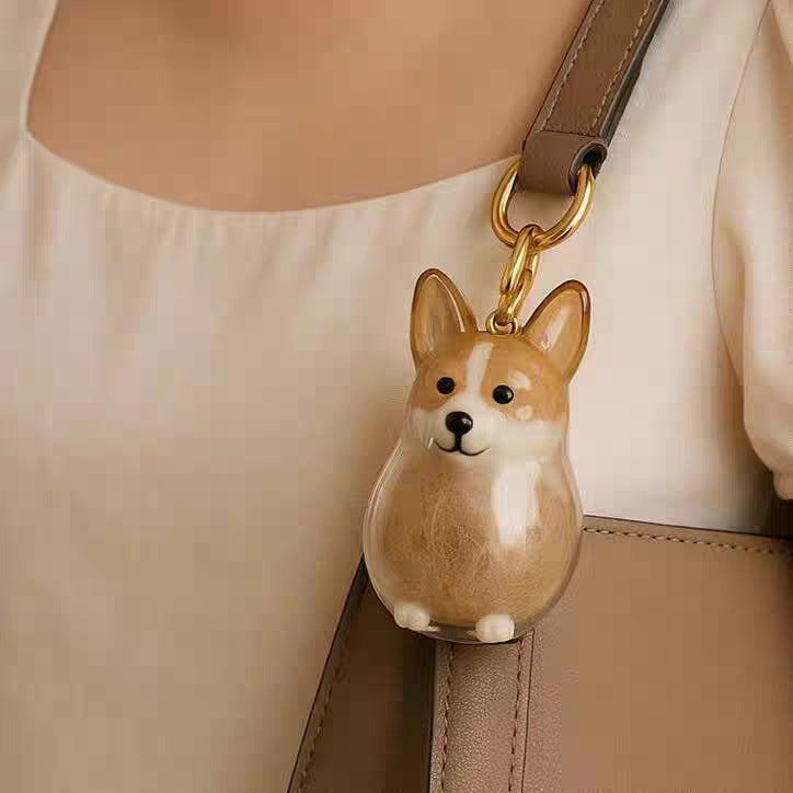 Corgi Hair Collector Keychain Charm Memorial Storage Box HC010