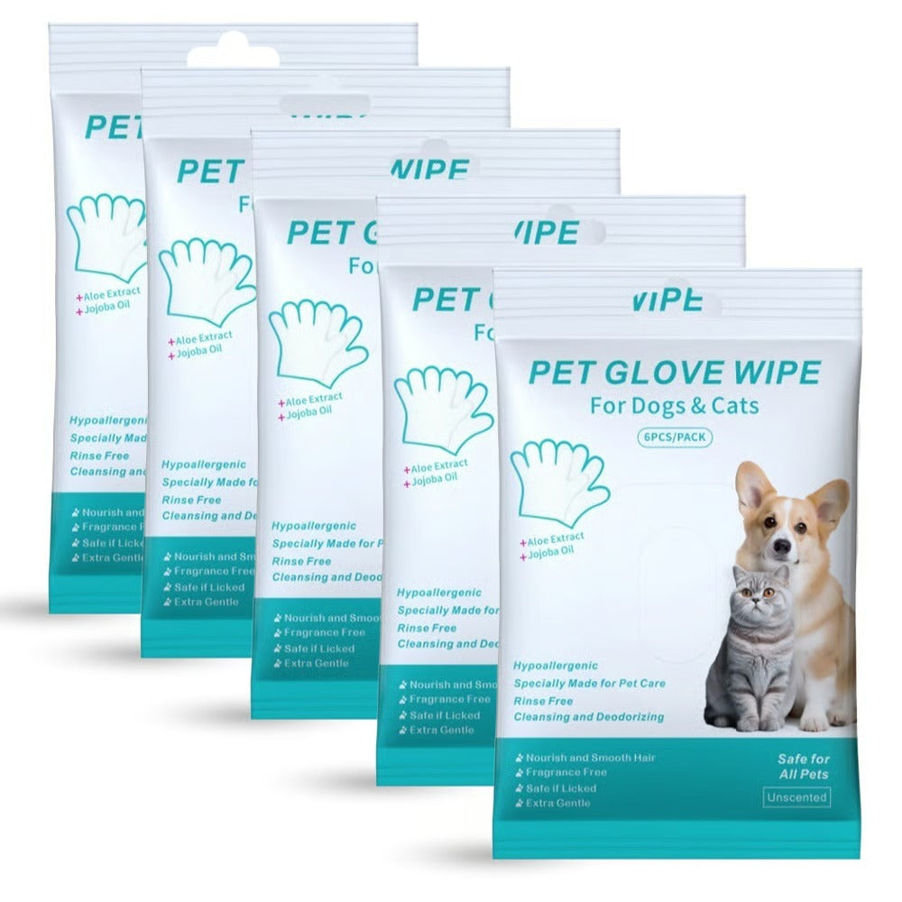 đ„Rinse-Free Dog Shampoo Mitts â Hypoallergenic Pet Bath Wipes, 6 Packs