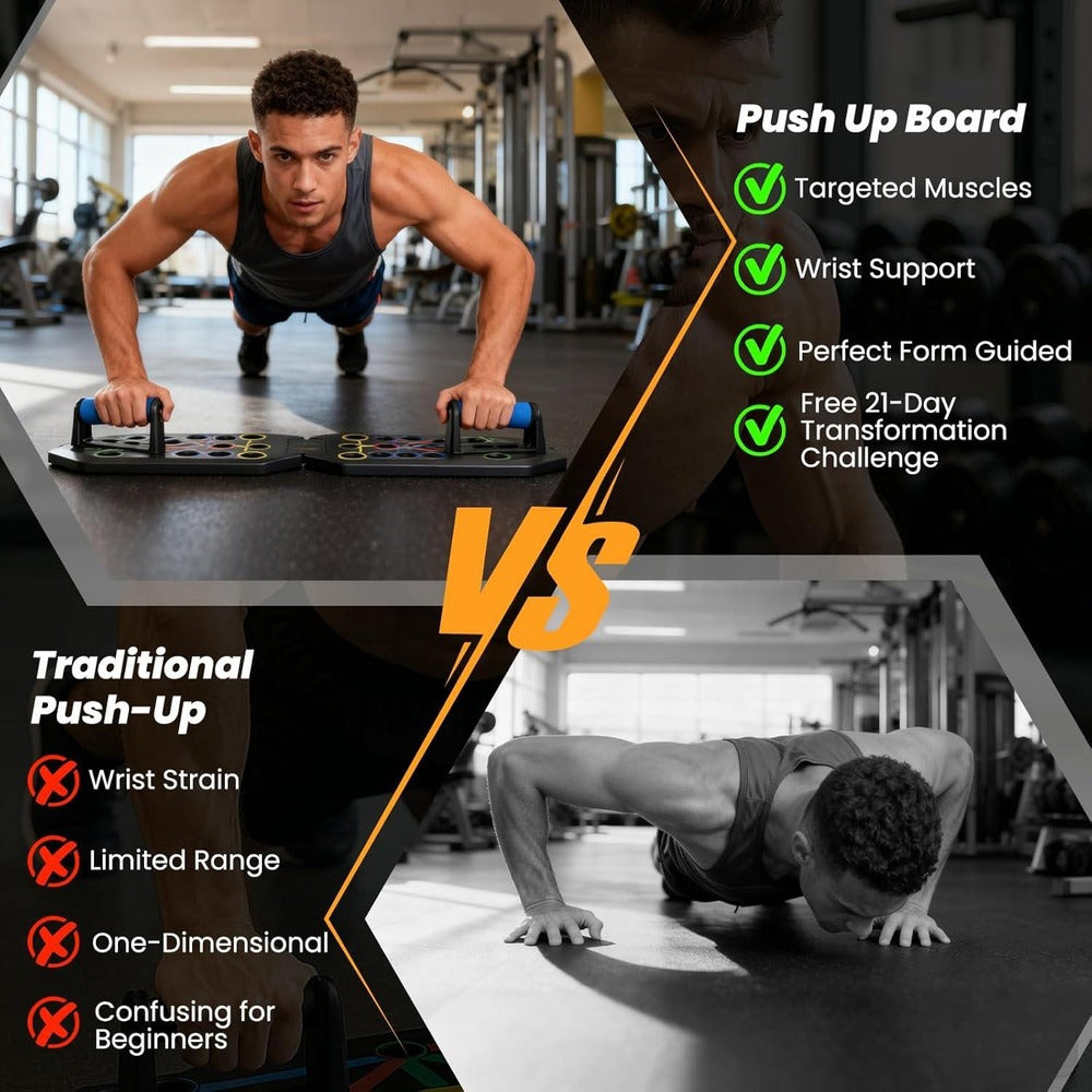 Enhanced Push-up Board Fitness Kit with 28 Holes – Portable Home Exercise Equipment for Chest, Arms & Core