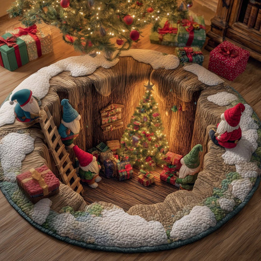 Christmas Magic Scene With Gnomes & Gifts Round Rug - H713