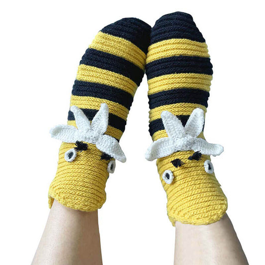 Novelty Knitted Warm Bee Floor Socks for Men and Women