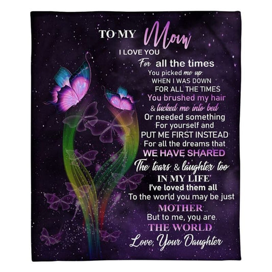To My Mom - From Daughter - Butterflyblanket - A319 - Premium Blanket