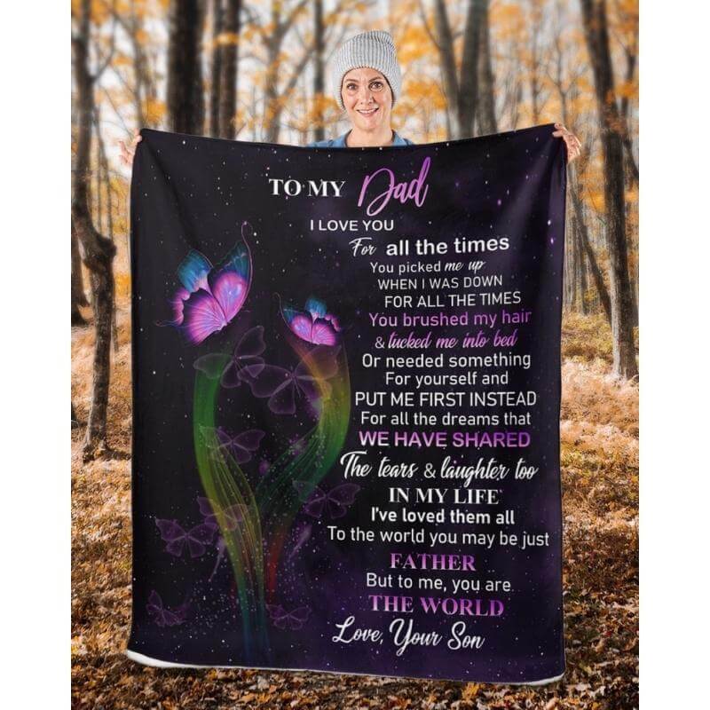 To My Dad - From Son - Butterflyblanket - A319 - Premium Blanket