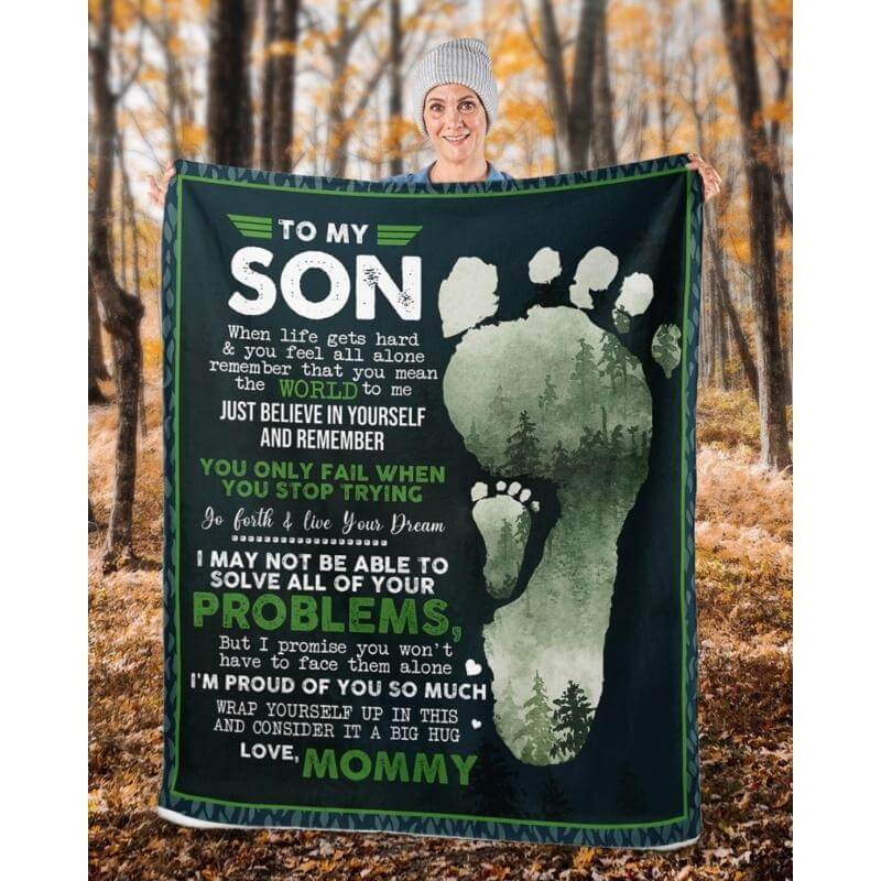 To My Son - From Mom - Footprintblanket - A324 - Premium Blanket