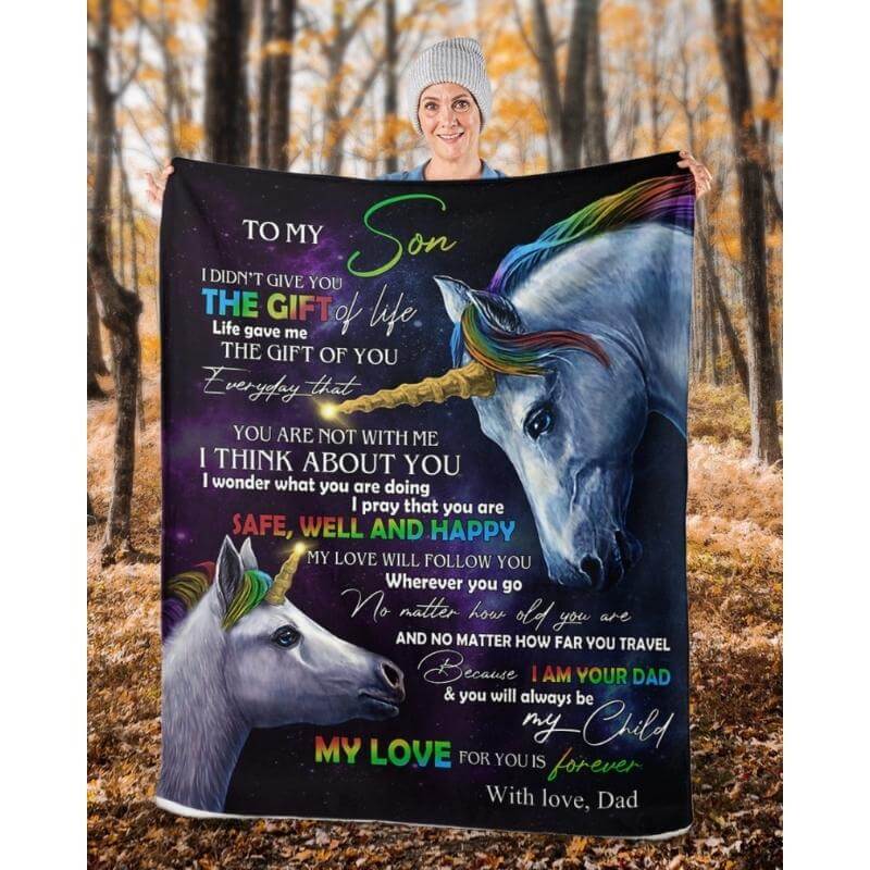 To My Son - From Dad - UnicornBlanket - A318 - Premium Blanket
