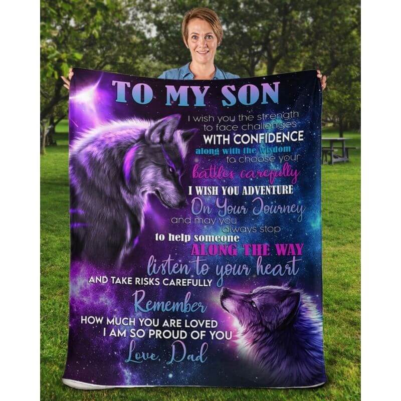 To My Son - From Dad - Wolfblanket - A354 - Premium Blanket