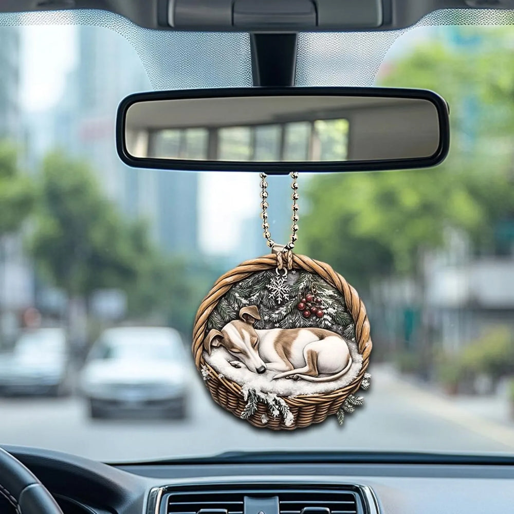 Whippet In Mini Baskets Ornament - MB001