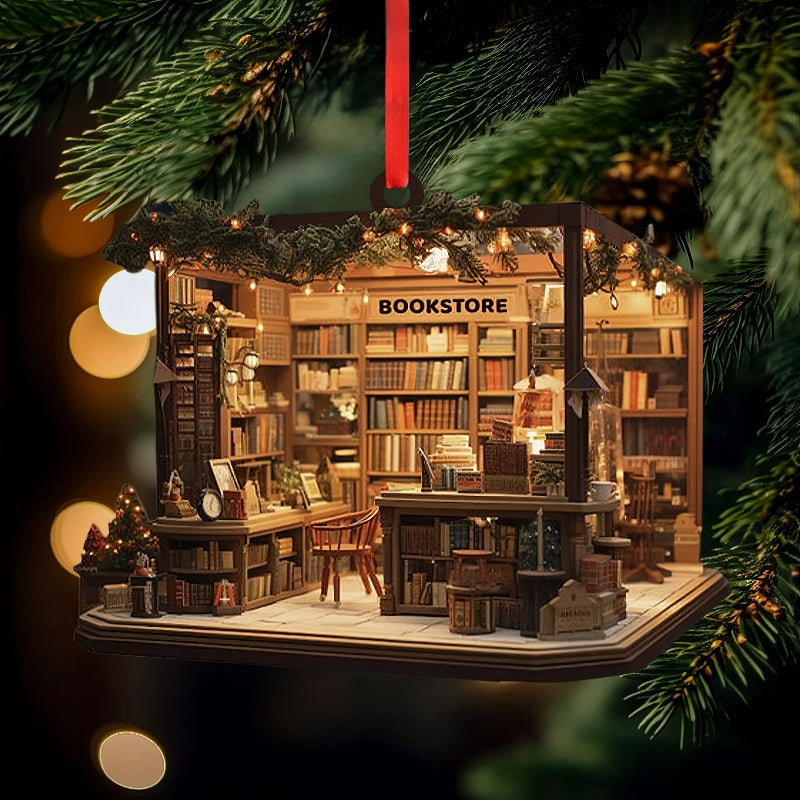 Christmas Bookstore Ornament Perfect Gift For Book Lovers