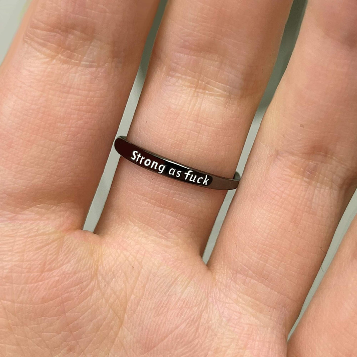 Strong As F*ck Black Rose Self-Love Ring