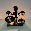 Skeleton and Two Pumpkins Metal Candle Holder MD013