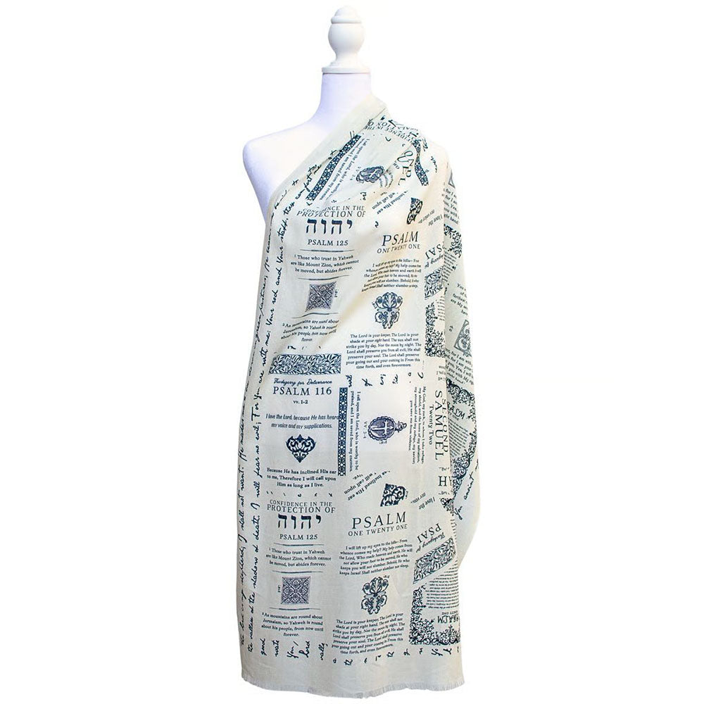 Handcrafted Christian Prayer Shawl: Protection Bible Verse Scarf, Yeshua Scripture Wrap