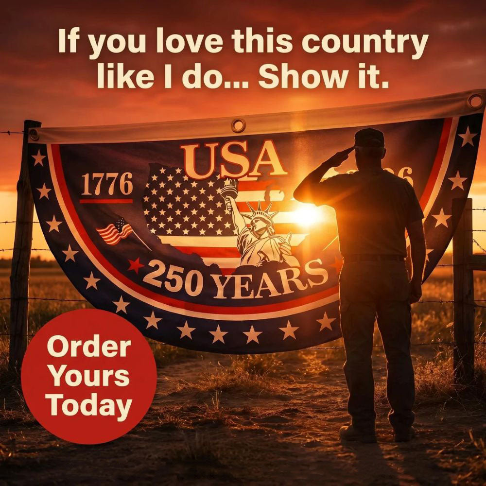 USA 250th Anniversary Flag Half Round Banner
