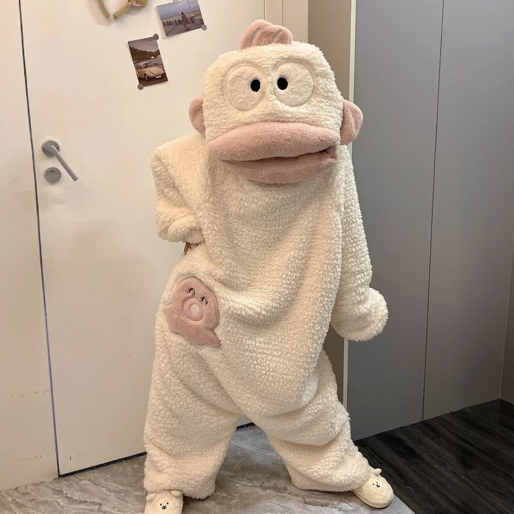 Funny Monster Hooded Fleece Robe for Adults