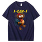 F-Caw-F Crazy Chicken Pattern T-Shirt