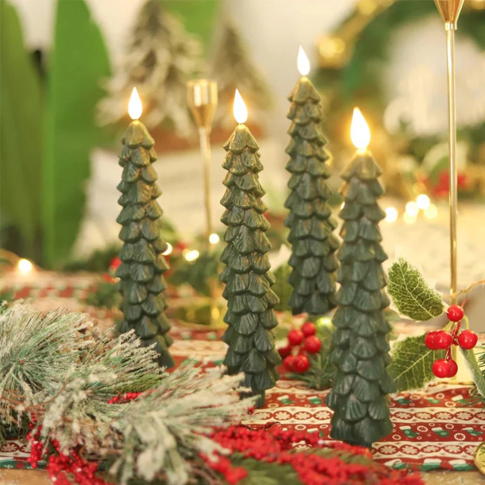 Christmas Tree LED Taper Candles Flickering with Remote Timer