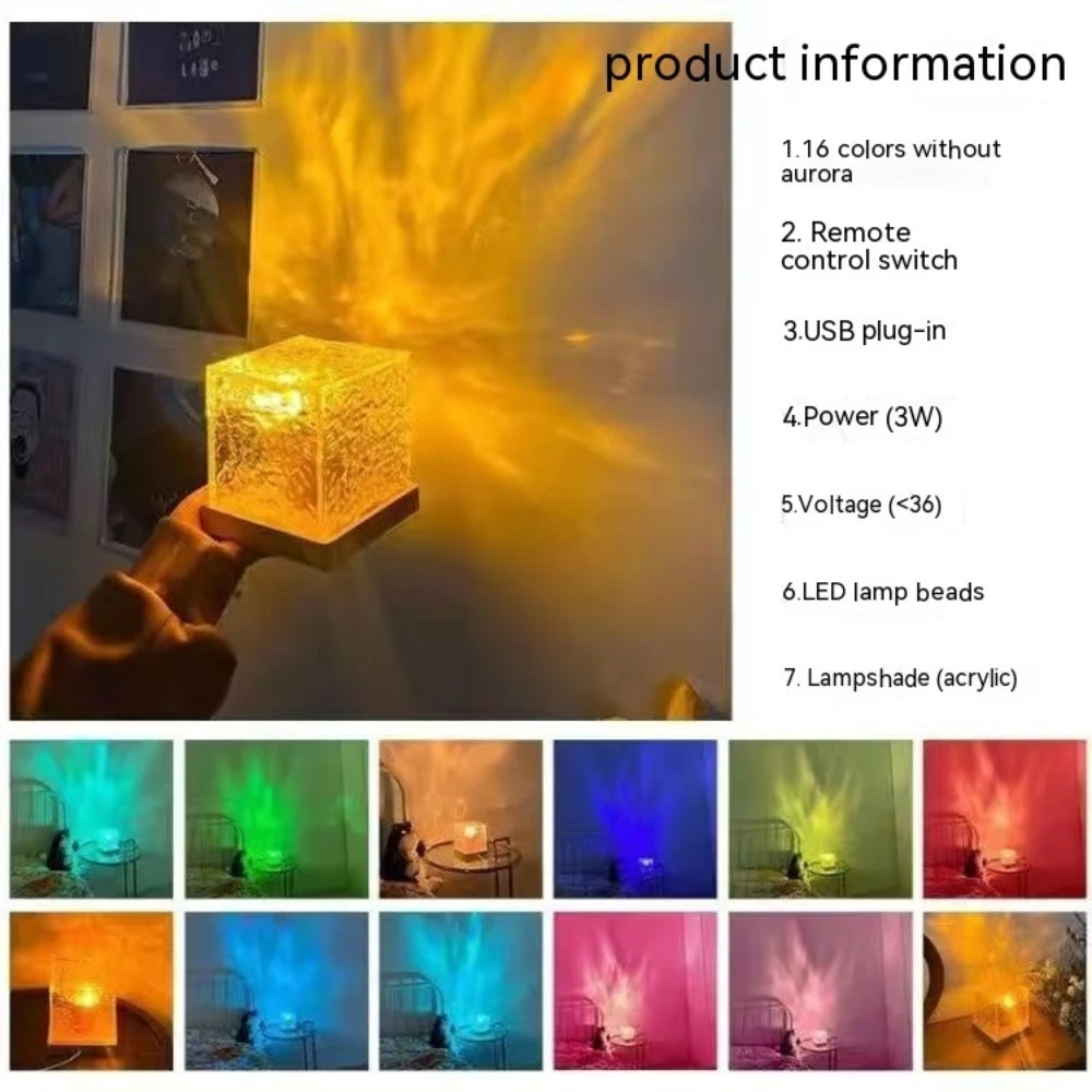 16-Color LED Water Ripple Crystal Lamp