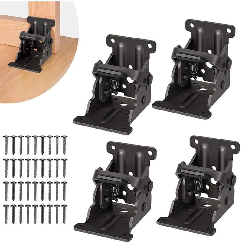 Heavy-Duty Folding Brackets with 90° Lock – Space-Saving Steel Hinges