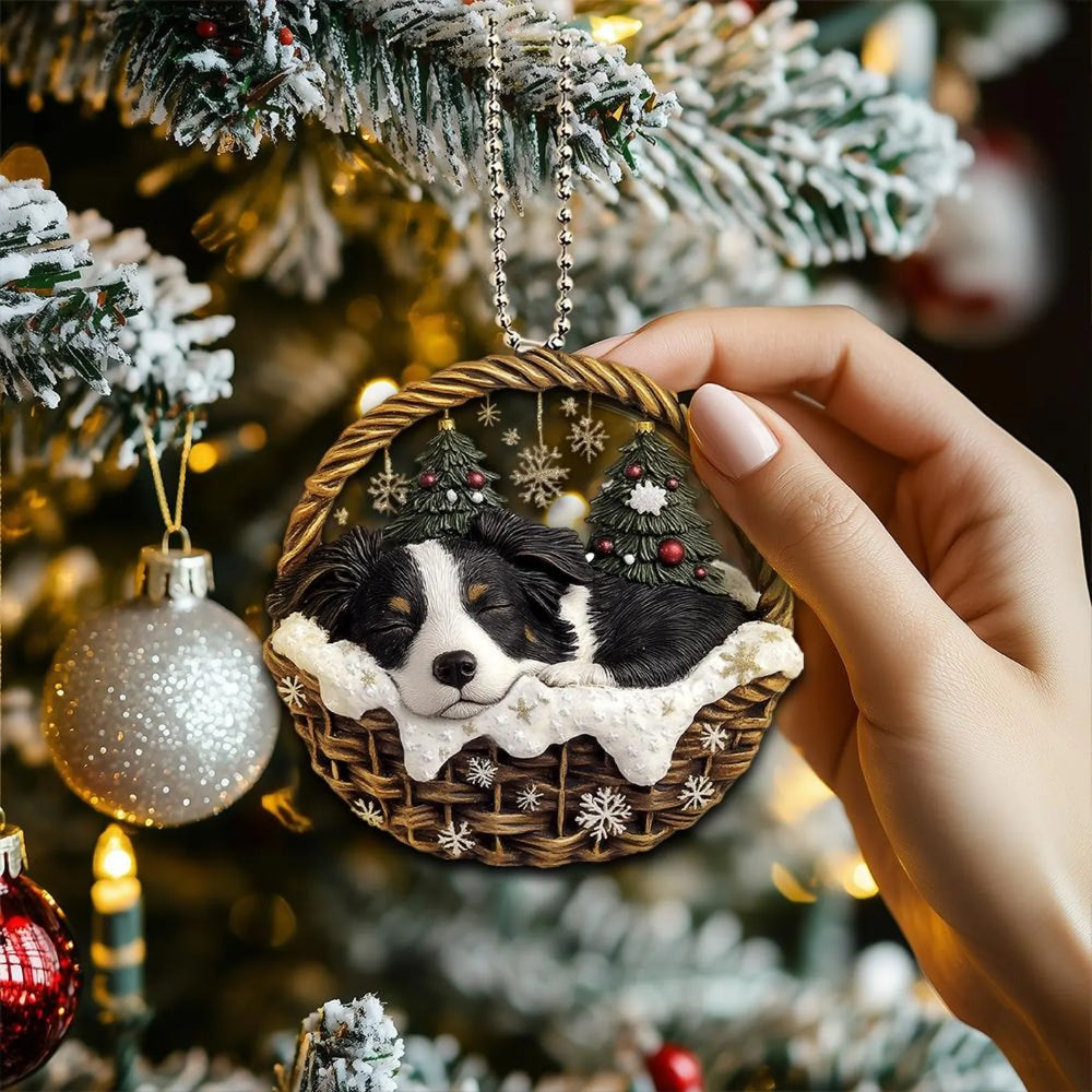 Bearded Collie In Mini Baskets Ornament - MB012