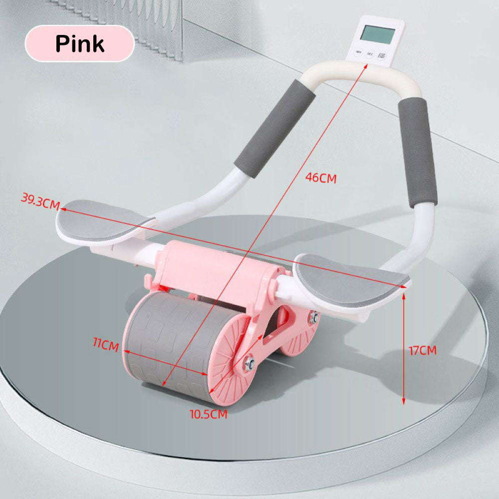 Automatic Rebound Ab Roller Wheel with Timer – Home Core Trainer with Stable Dual-Wheel Design