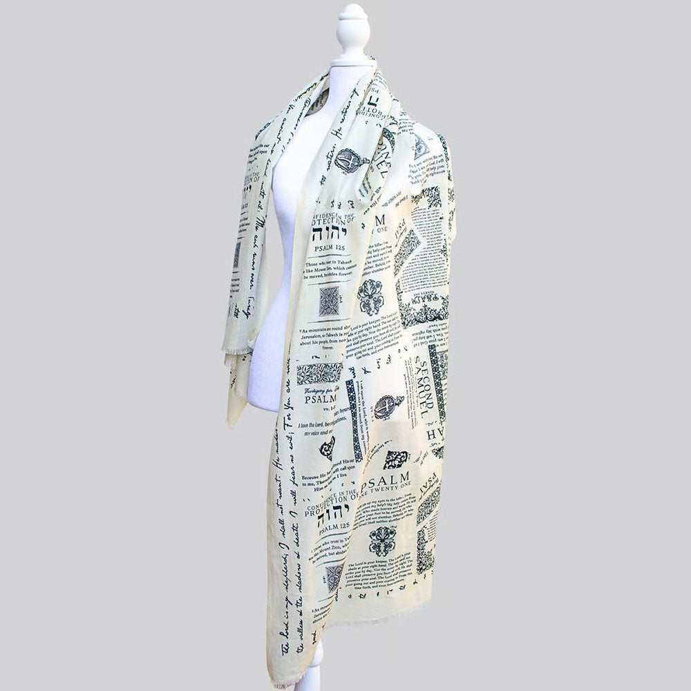 Handcrafted Christian Prayer Shawl: Protection Bible Verse Scarf, Yeshua Scripture Wrap